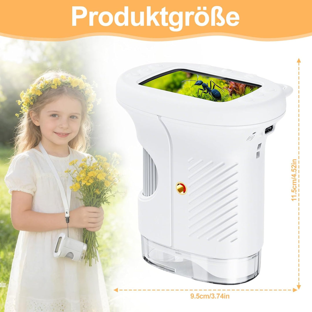 Handmikroskop für Kinder - 1080P HD 2.0" Bildschirm Mikroskop, Mini Tragbare Digitales Mikroskop mit