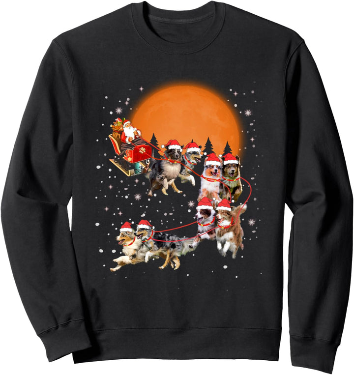 Australian Shepherd Rentier Santa Schlitten Weihnachten Sweatshirt