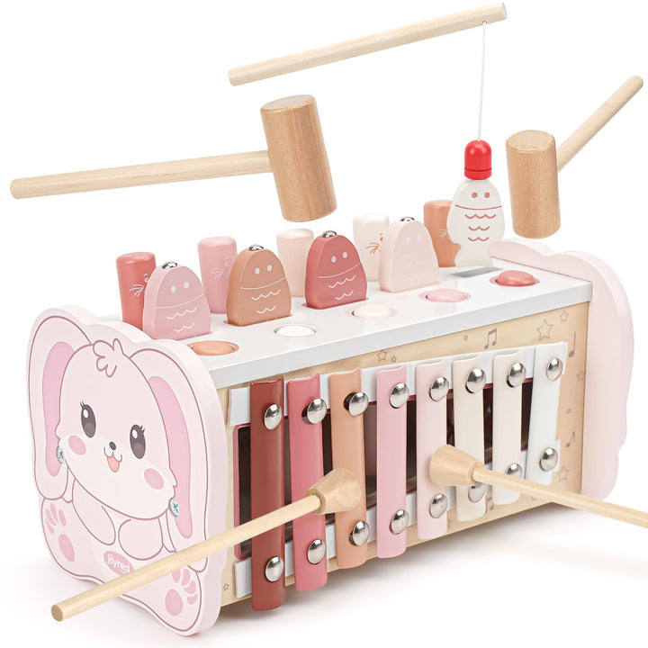 Joyreal Montessori Spielzeug ab 1 Jahr - Hammerspiel Holzspielzeug Baby, Xylophon Kinder 1 Jahr, Ang