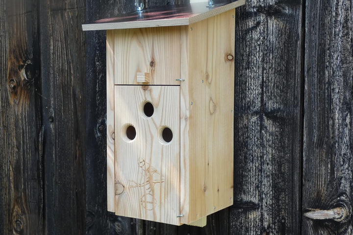 Premium Natur Lärchenholz Nistkasten unbehandelt nach Nabu, massives Vogelhaus Nisthilfe wetterfest