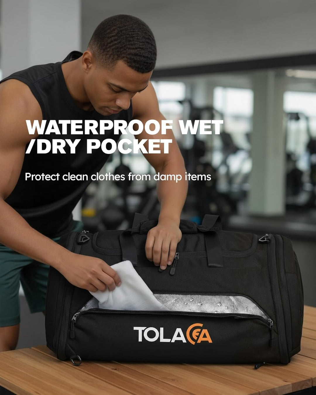 Tolaccea Sporttasche 56–70L für Herren & Damen– Erweiterbare Reisetasche mit Schuhfach & Nassfach, a