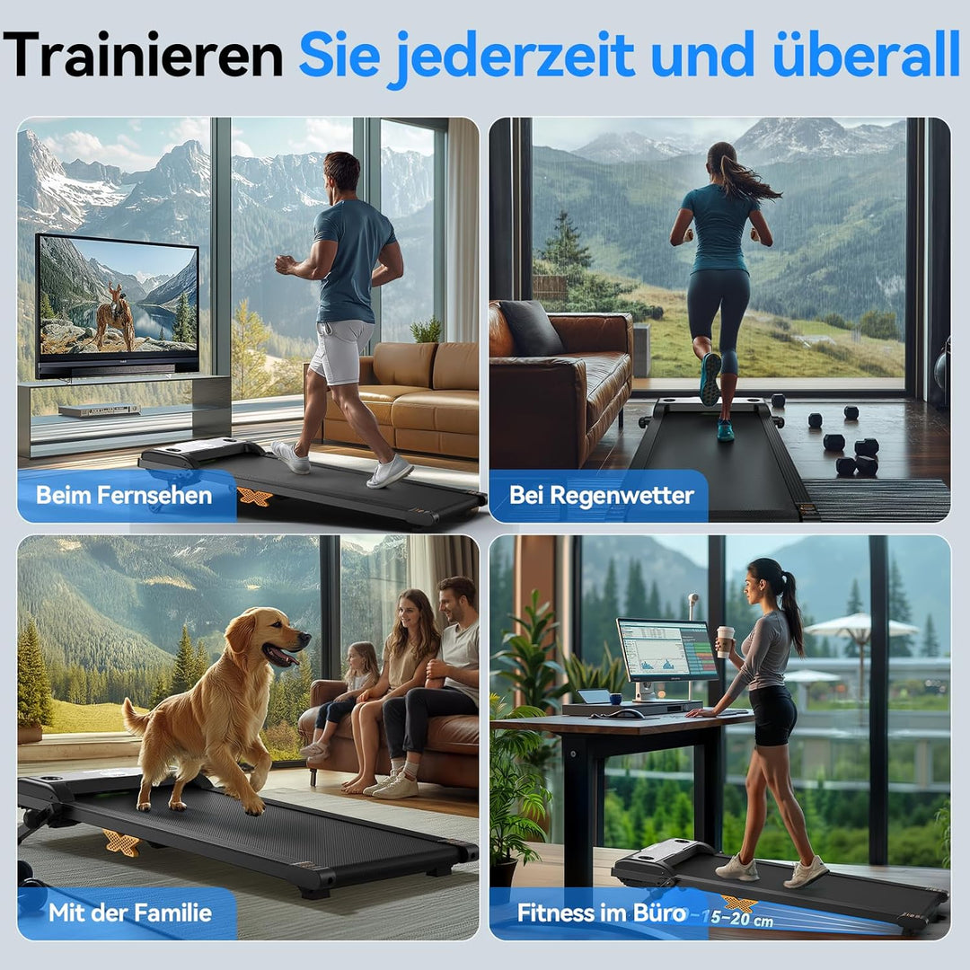 Walking Pad, 3-in-1 Laufband mit 12% Steigung, 6 km/h Leises Laufband für Zuhause, Tragbares Walking