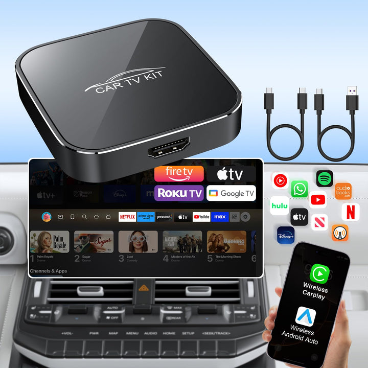 3 in 1 Car TV Mate Pro mit Wireless CarPlay & Android Auto Adapter, HDMI Multimedia TV Stick Konvert
