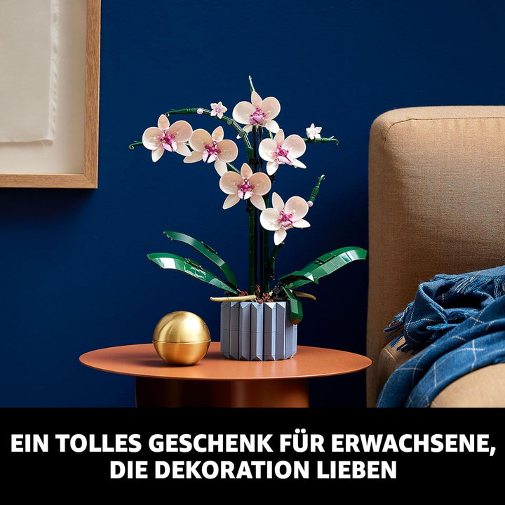 LEGO Icons Orchidee, Künstliche Pflanzen Set mit weissen und rosa Blumen, Modellbausatz für Erwachse
