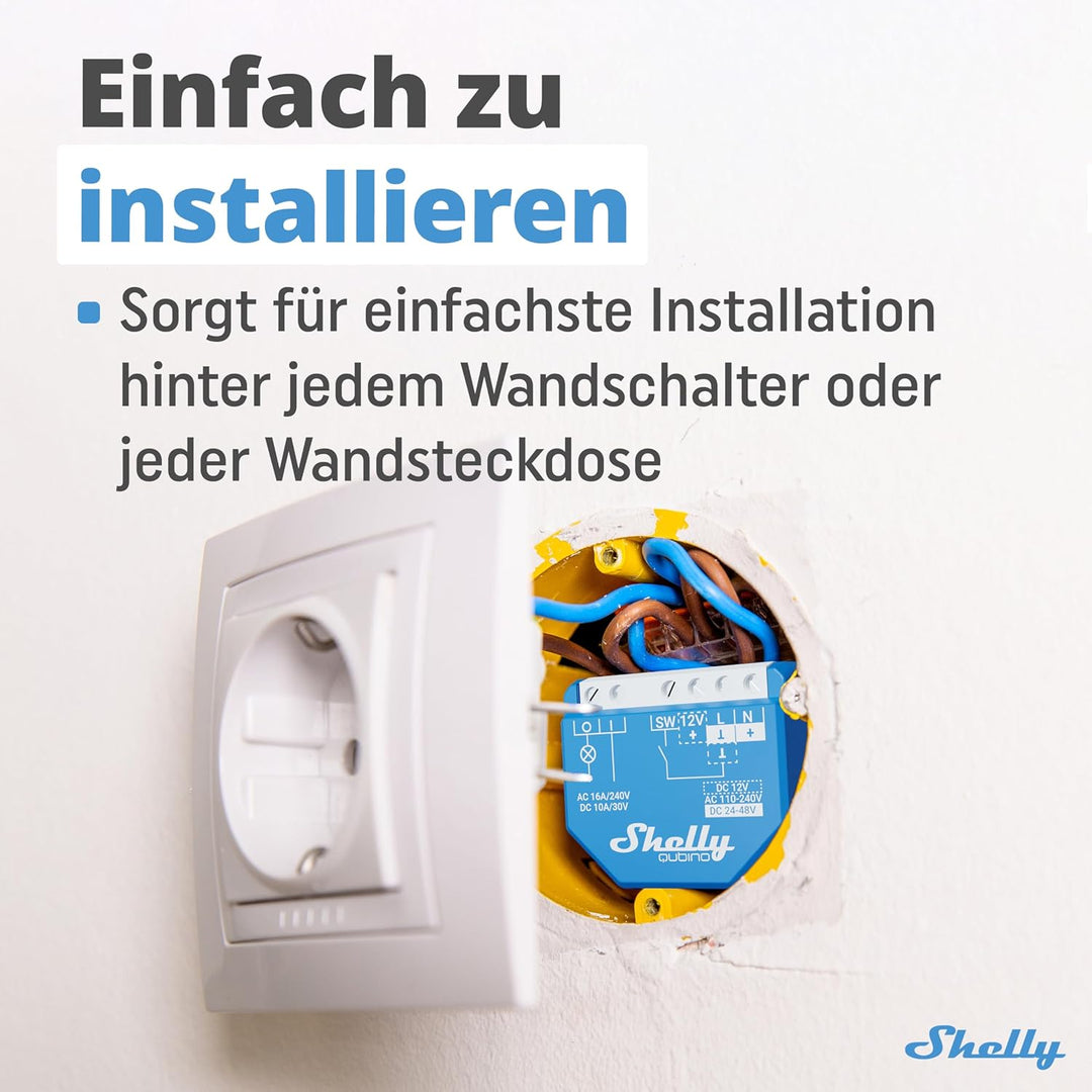 Shelly Qubino Wave 1 | Z-wave Smart-Schalter-Relais, 1 Kanal 16 A mit Trockenkontakt | Hausautomatio
