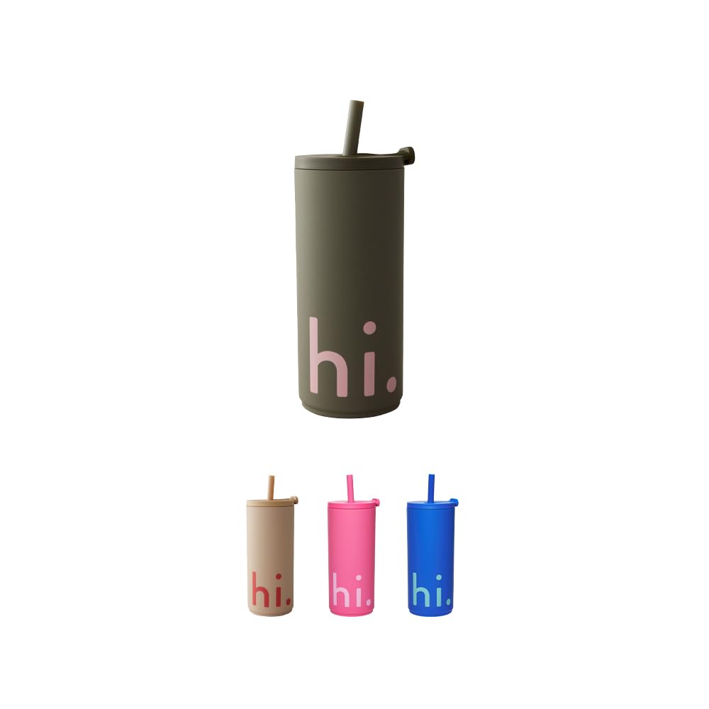 Design Letters Kaffeebecher 500 Ml | Becher mit Deckel & Strohhalm | Travel Mug BPA/BPS frei | Kaffe