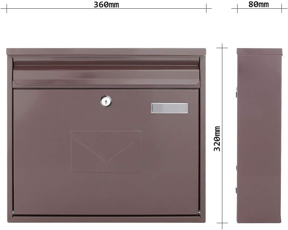 Rottner 4771 Briefkasten Teramo-braun-Zylinderschloss-Namensschild-beidseitiger Einwurf-Befestigungs
