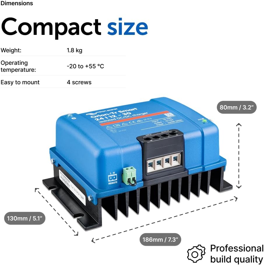 Victron Energy Orion-Tr Smart 24/12-Volt 30 Amp 360-Watt DC-DC Ladebooster, Isoliert (Bluetooth) One