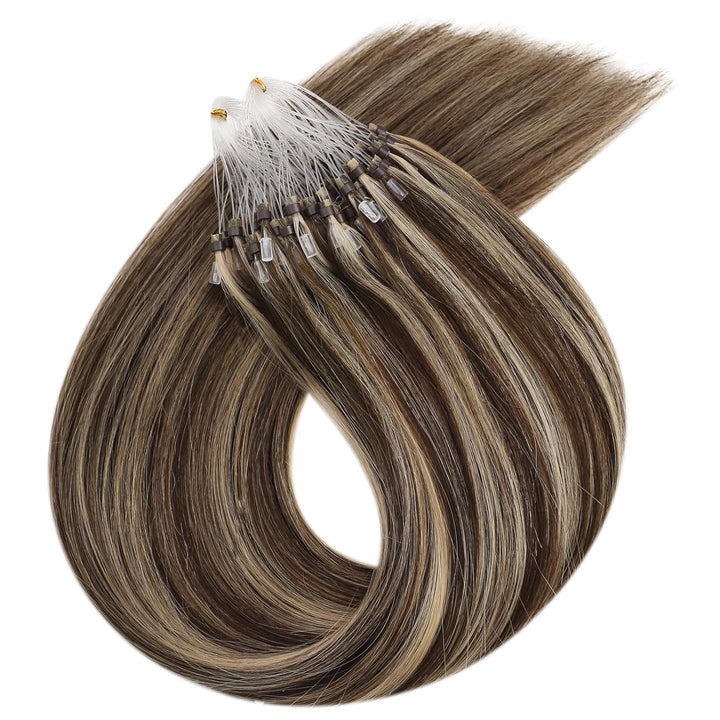 Ugeat 60cm Micro Loop Extensions Echthaar Echte Haarverlängerung Bonding 1g/Strähnen*50Strähnen Cold
