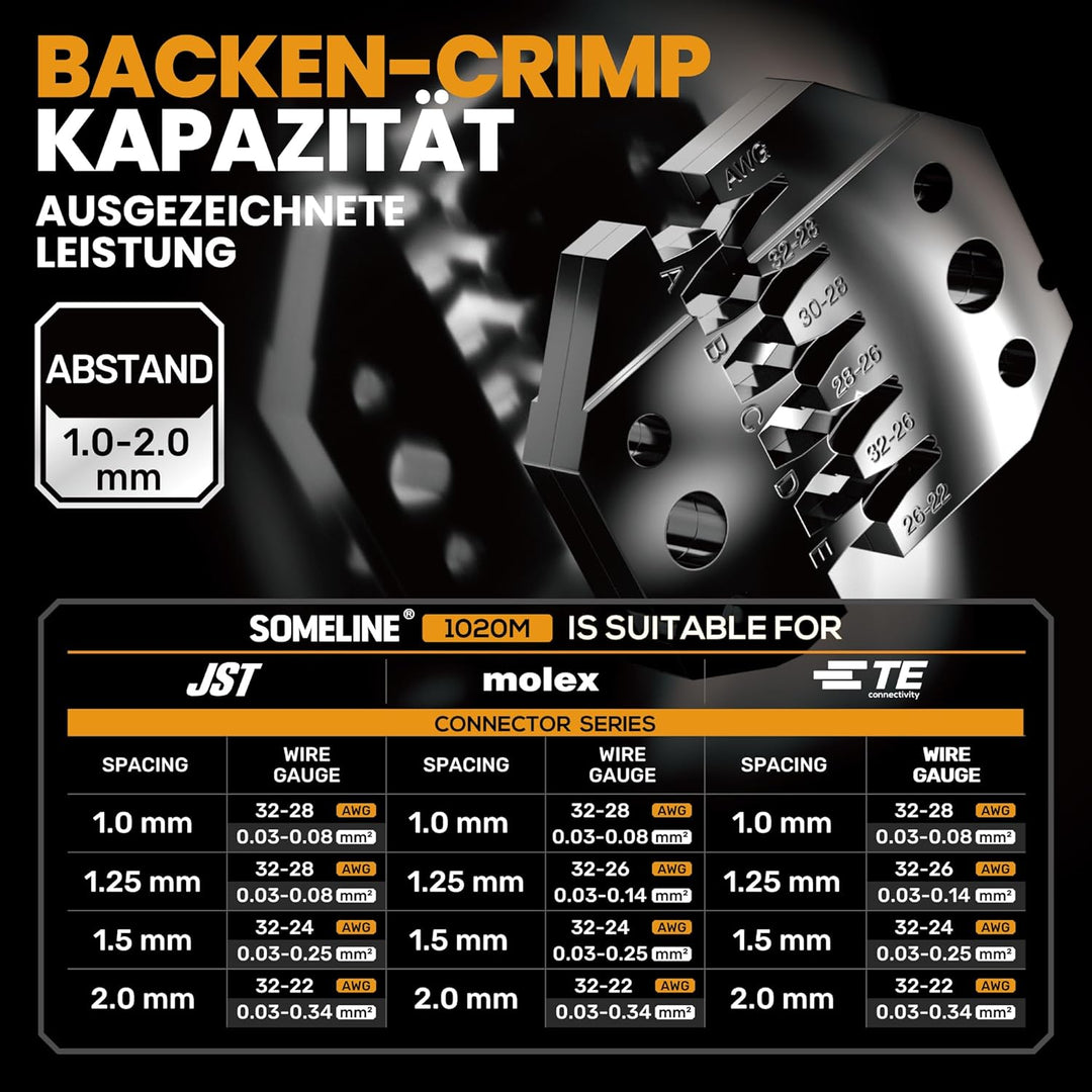 SOMELINE® Crimpzange Stecker Set, 21 Arten [0,05-0,5mm²] 1,0mm-2,0mm Stecker Set, Steckverbinder Cri
