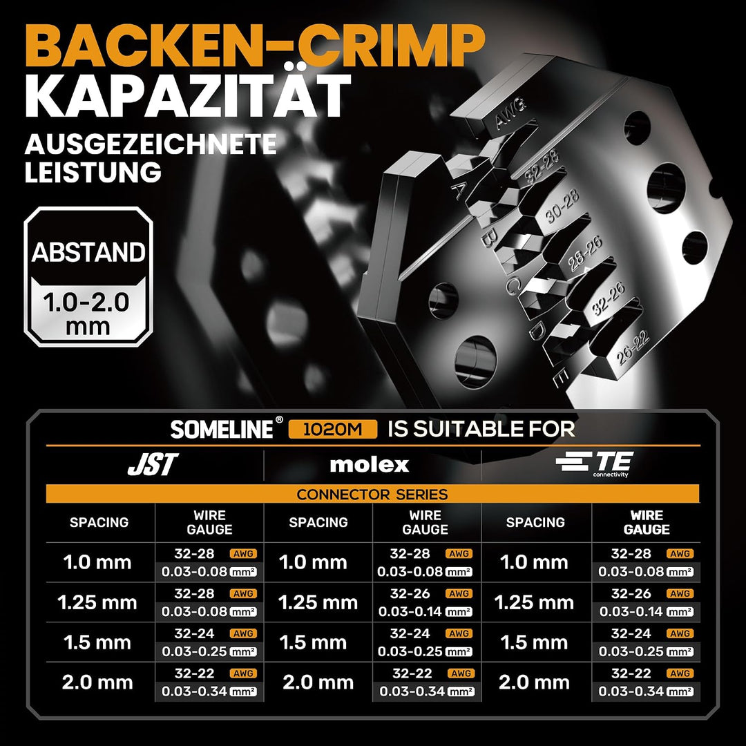 SOMELINE Crimpzange Stecker Set, 41 Typen, JST-SH 1,0mm/GH 1,25mm/ZH 1,5mm/PH 2,0mm sowie kompatible