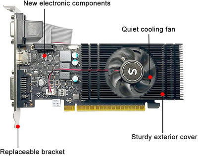 SAPLOS GTX 750 Ti Grafikkarte 4GB 128-bit, HDMI, VGA, DVI-D, Low Profile Grafikkarten PC, Computer G