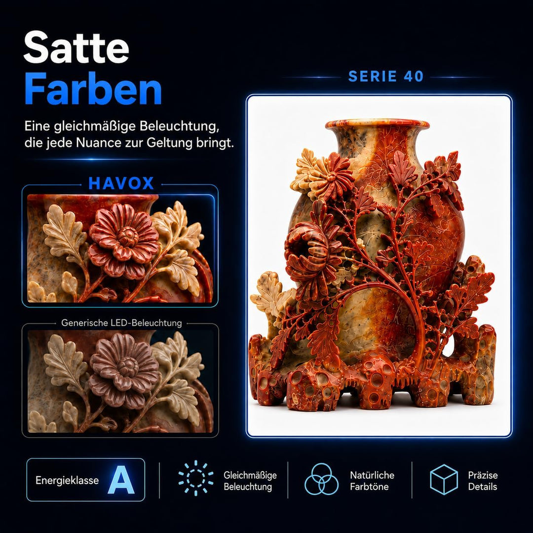 HAVOX - Fotostudio HPB-40XD - Masse 40x40x40cm - 4X Dimmbare LED-Beleuchtung Tageslicht 5500k - 26,0