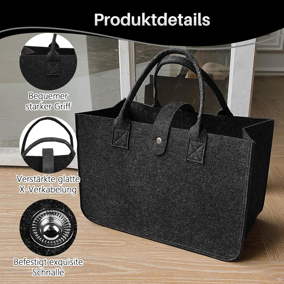 4 Stück Filztasche Einkaufstasche, Zusammenklappbar Filztasche Einkaufskorb, Filzkorb Tragetasche Fi