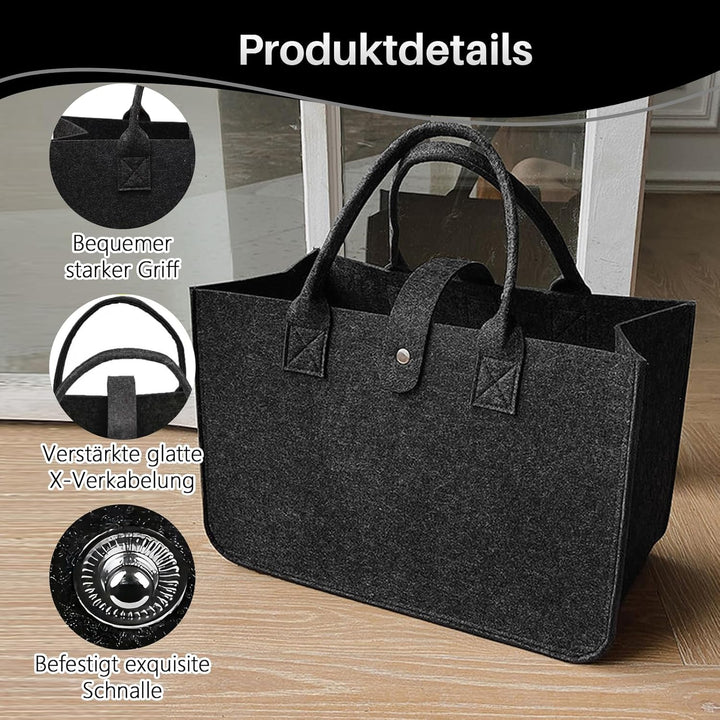 4 Stück Filztasche Einkaufstasche, Zusammenklappbar Filztasche Einkaufskorb, Filzkorb Tragetasche Fi