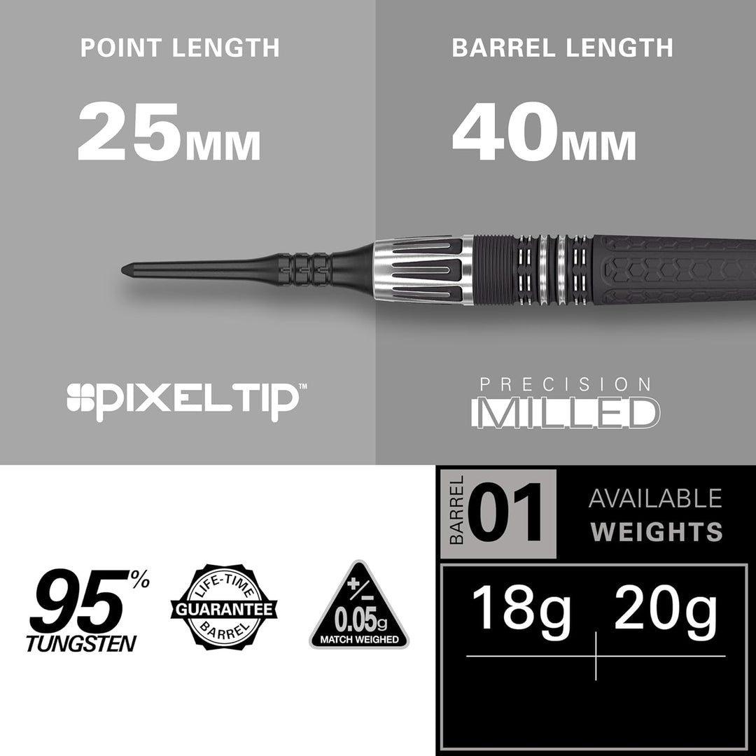 Target Darts Phil Taylor Power 9-Five Gen 10 95% Wolfram Soft Tip Dart Satz 20G, 20G