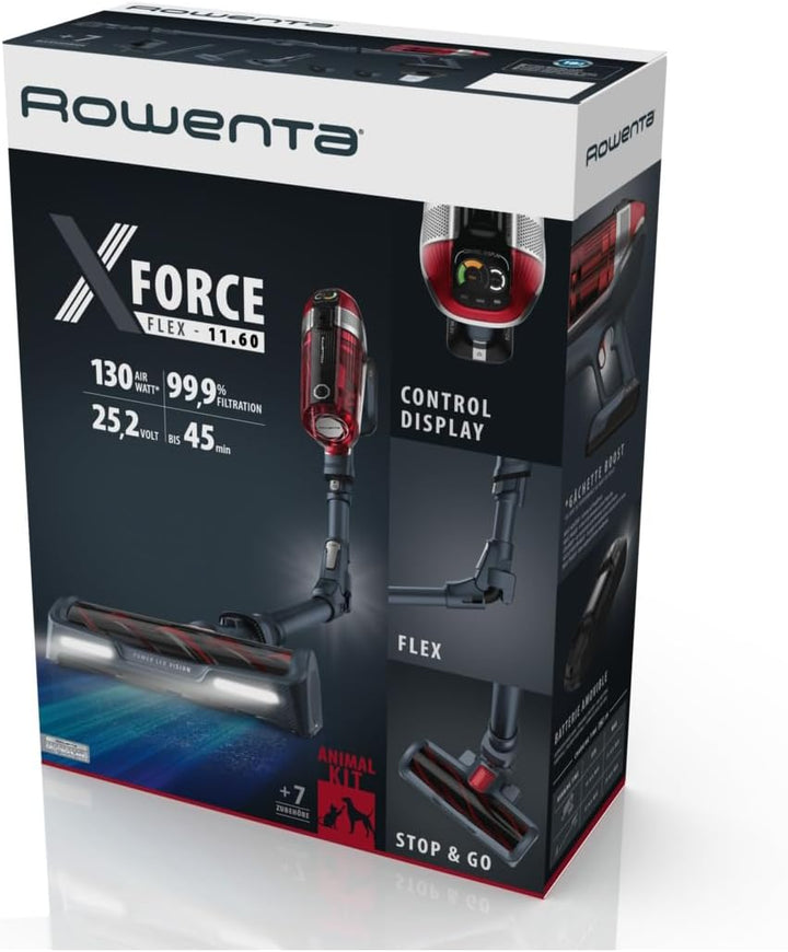Rowenta X-FORCE FLEX 11.60 Animal RH9878 |Akku& Handstaubsauger|Hohe Saugleistung|45 Min Laufzeit|Sm