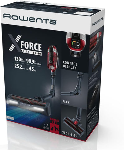 Rowenta X-FORCE FLEX 11.60 Animal RH9878 |Akku& Handstaubsauger|Hohe Saugleistung|45 Min Laufzeit|Sm