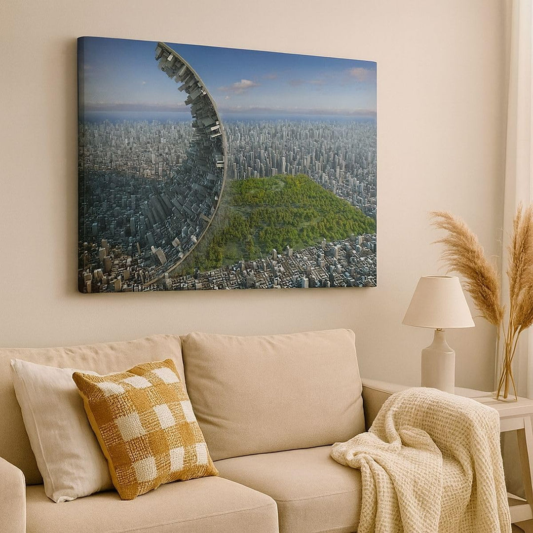 Bilder auf Leinwand 100x70cm Leinwandbild Baum Park Abstraktion Stadt Gross Wanddeko Bild Schlafzimm