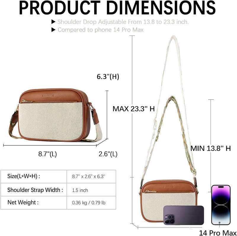 BOSTANTEN Damen Handy Umhängetasche, Crossbody Bag mit verstellbarem Breiter Gurt, PU Leder Gesteppt