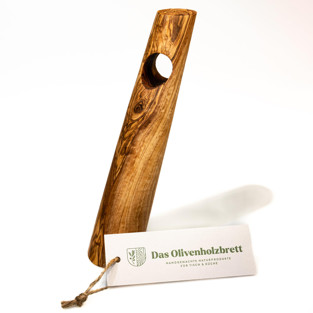 das Olivenholzbrett® Flaschenhalter aus Olivenholz/Weinständer Holz/Weinflaschenhalter/massiv gerade
