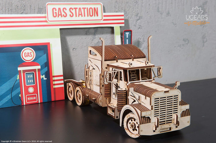 UGEARS Truck Trailer LKW Anhänger DIY Modellbausatz aus Holz – Anhänger für Schweren LKW - Sperrholz