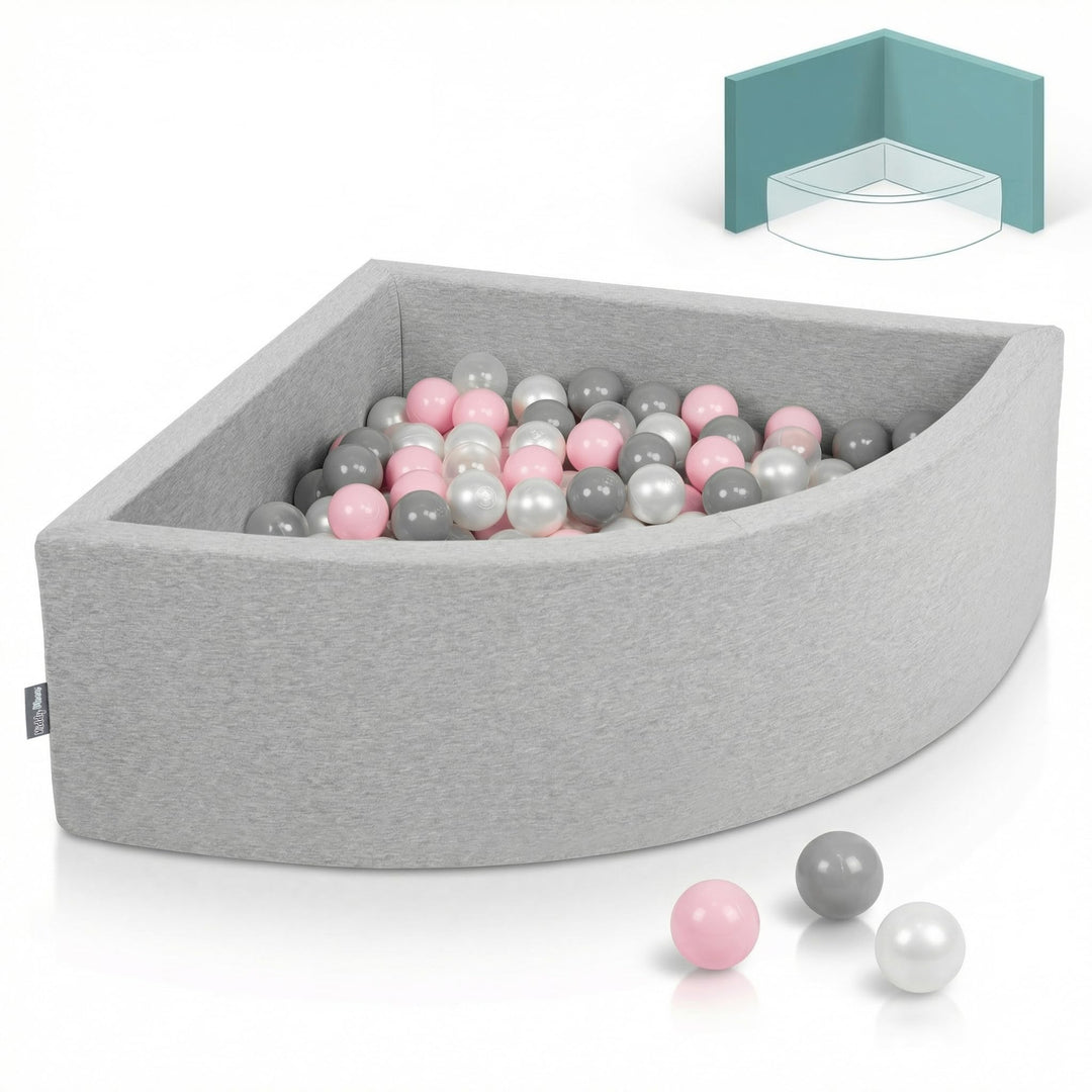 KiddyMoon Viertel Eckig Bällebad Bällepool 90X30cm/200 Bälle ∅ 7Cm Ballgruben Für Babys Spielbad Kle