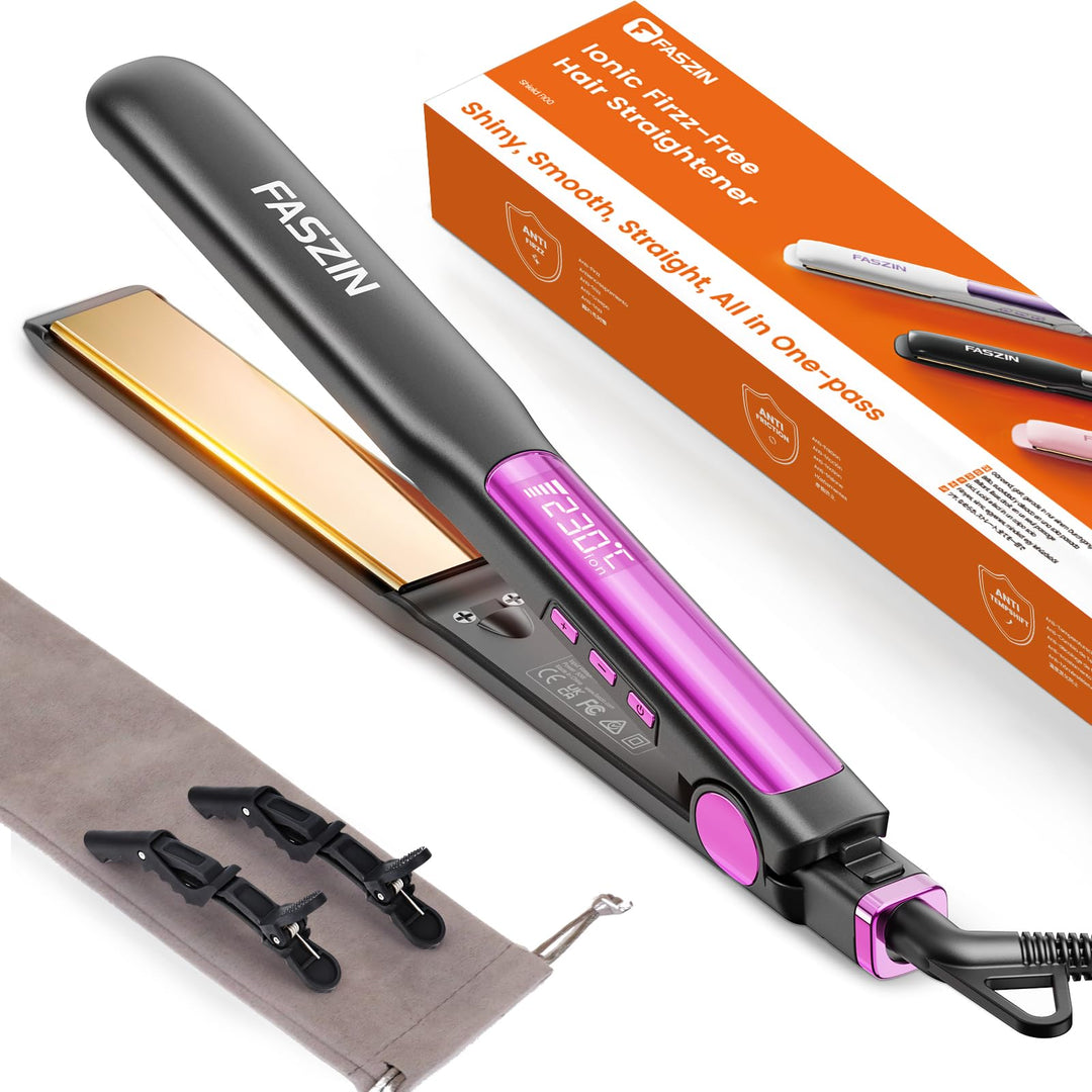 Faszin 2 in 1 Glätteisen Locken und Glätten, Titanplatten Ionen Haarglätter für einen glatten Stil,