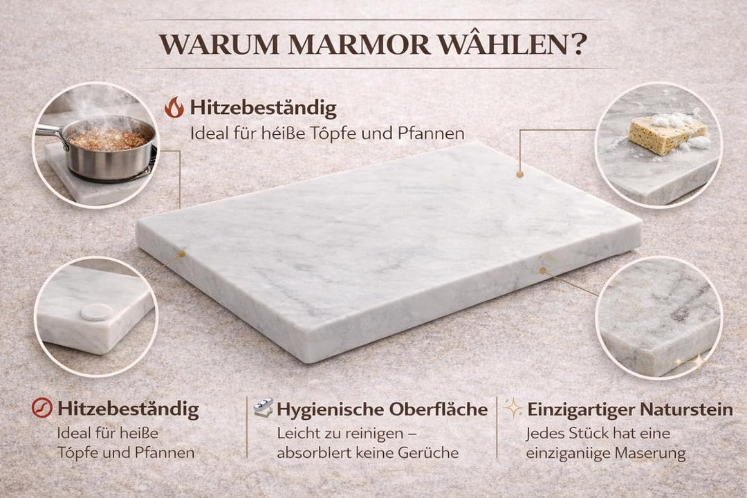 Little Marble Table Schneidebrett aus weissem Marmor, 30,5 x 20,3 cm, elegantes Tablett für Küche, S