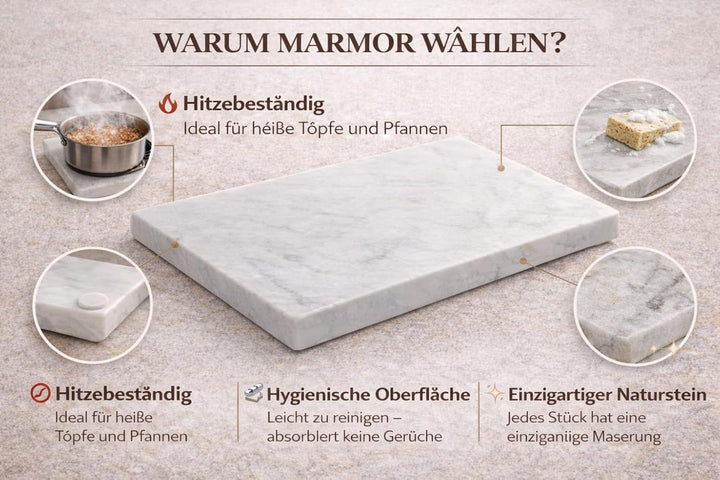 Little Marble Table Schneidebrett aus weissem Marmor, 30,5 x 20,3 cm, elegantes Tablett für Küche, S