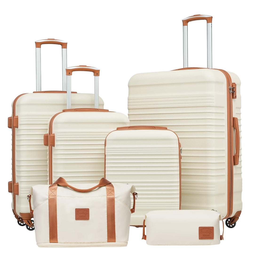 COOLIFE Koffer-set Trolley Koffer ABS Hartschale Reisekoffer 4 Rollen TSA-Schloss einziehbarer Troll