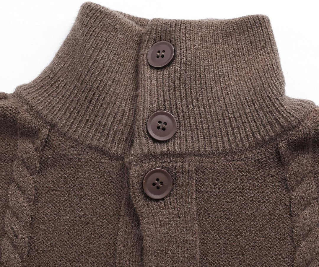 Pullover für Herren Rollkragen Strickjacke Strickpullover Gestrickte Knöpfe Twisted Thermal Langarm