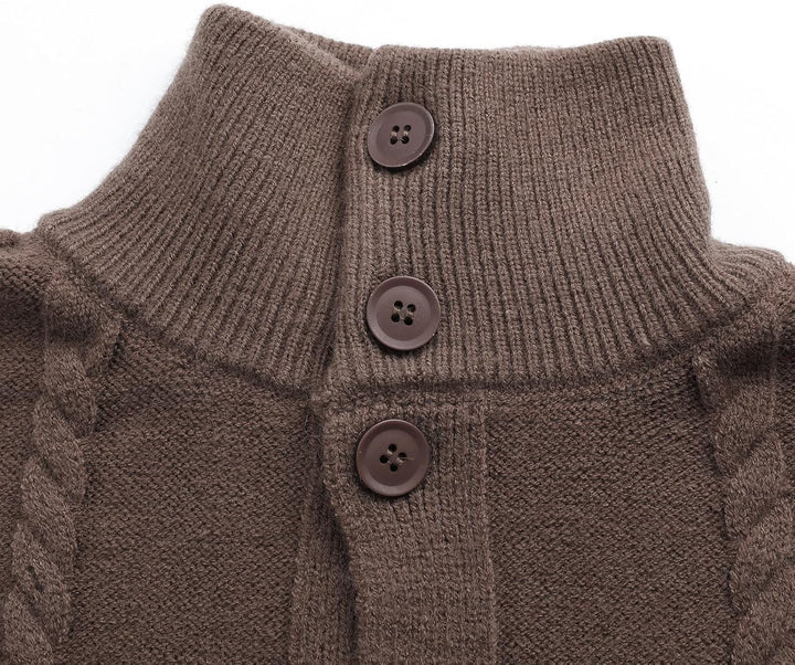 Pullover für Herren Rollkragen Strickjacke Strickpullover Gestrickte Knöpfe Twisted Thermal Langarm