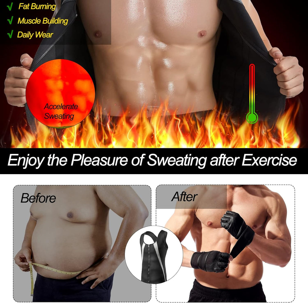 FEimaX Herren Sauna Schweiss Weste Taille Trainer Fitness Abnehmen Shapewear Trainingsanzug Schwitzw