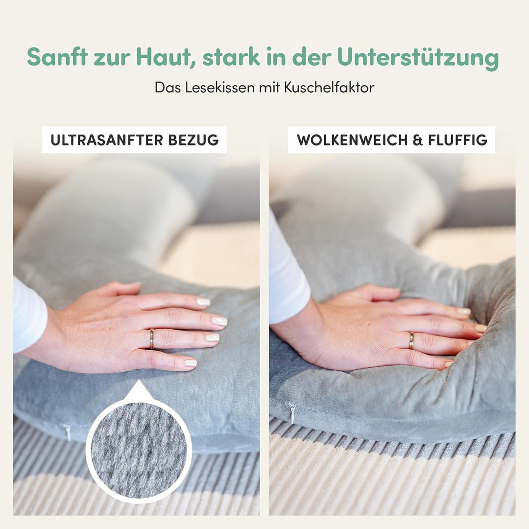 hugnaps Lesekissen für Bett und Sofa - Rückenkissen - Komfortkissen Erwachsene - Reading Pillow - Zw