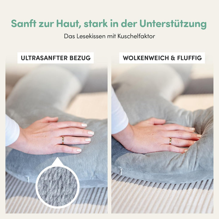 hugnaps Lesekissen für Bett und Sofa - Rückenkissen - Komfortkissen Erwachsene - Reading Pillow - Zw