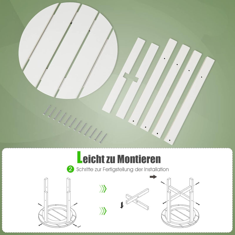 COSTWAY Beistelltisch, Kleiner Gartentisch aus UV-beständigem Kunststoff, Balkontisch wetterfest, fü