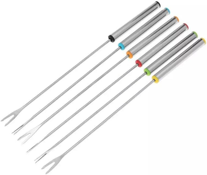 Fondue Set| aus Gusseisen mit 6 Gabeln, Geeignet für Käse- Schoko- und Fleisch-Fondue, 1,5l, Schwarz