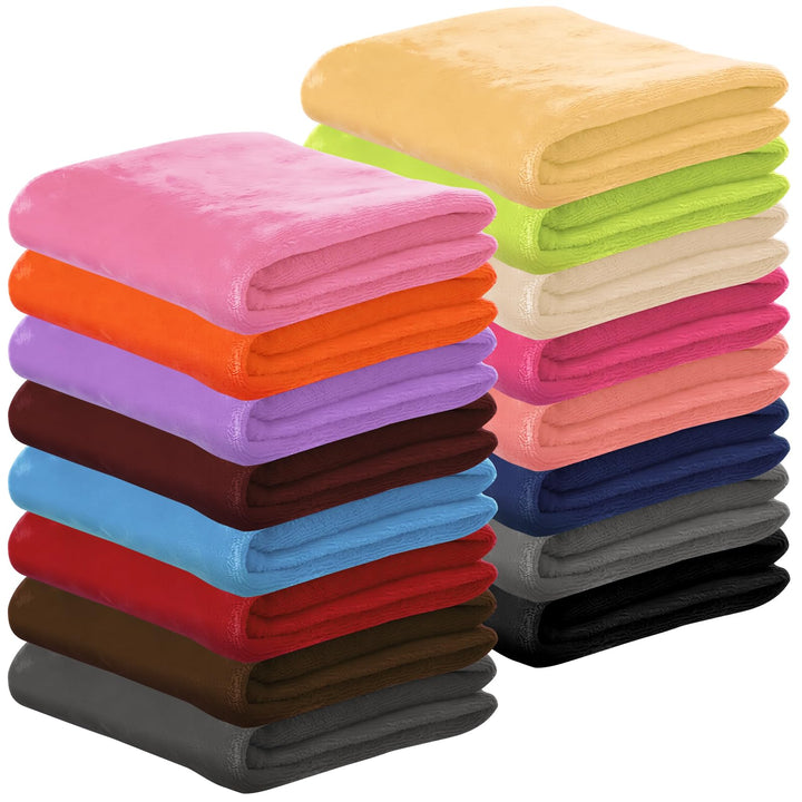 16 Stück Kuscheldecke Flauschig Set, 80 x 60 cm Flanell Wohndecke Sofadecke Warm, Hundehandtuch, Bab