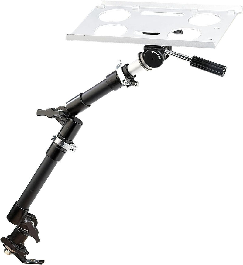 Lescars Laptophalter: Universal-Notebook-Kfz-Halterung mit Kamerastativ (Laptop Schwenkarm, Laptop H