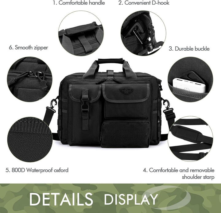 BAGZY Arbeitstasche Herren Multifunktional Taktische Tasche Range Bag Laptoptasche 14/15,6/17 Zoll A