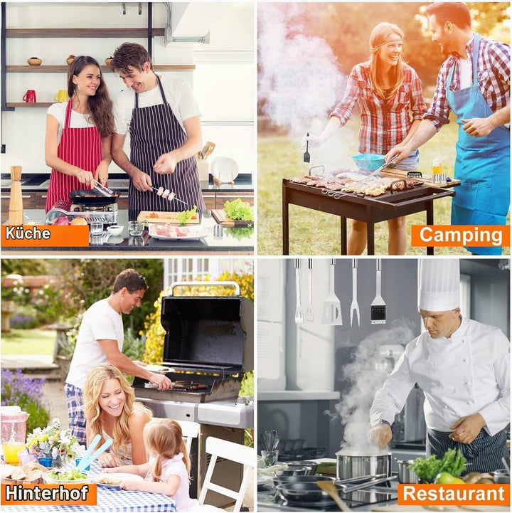 Grillbesteck Grill Set, 25 pcs BBQ Grillwerkzeug Set,Edelstahl-Grillzubehör Set für Camping, Küche,