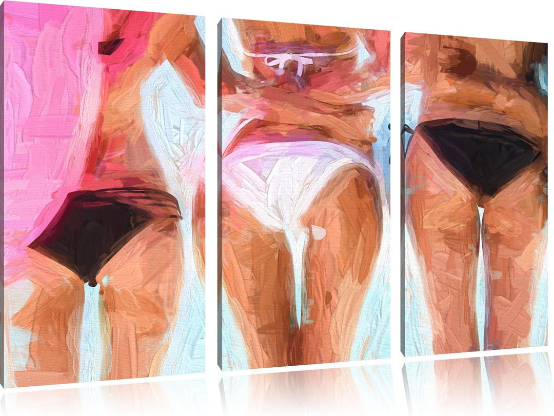 Pixxprint Sexy Girls im Bikini als Leinwandbild/Grösse: 3 Teilig (120x80) cm/Wandbild/Kunstdruck/fer