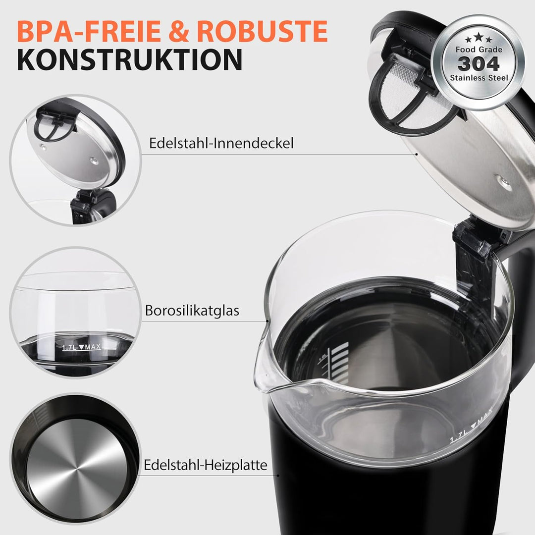 Taylor Swoden Wasserkocher 1,7 L mit Temperatureinstellung, Smart LED Digital Temperaturanzeige 40-1