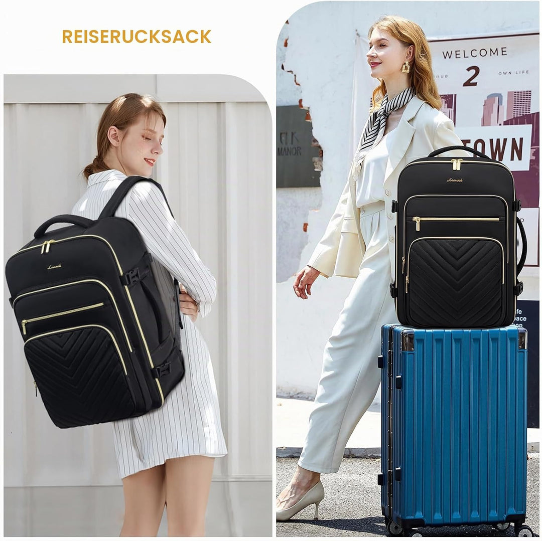 LOVEVOOK Handgepäck Rucksack Flugzeug, 50L Reiserucksack Damen Gross, Wasserdicht Laptop Rucksack Da