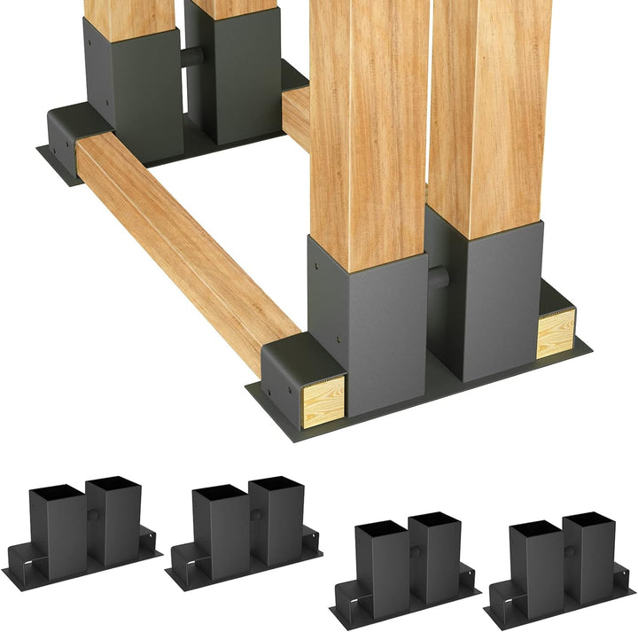 HENGMEI 4er Set Holzstapelhilfe Holzstapelhalter Brennholzregal Kaminholzhalter Kaminholzregal ausse