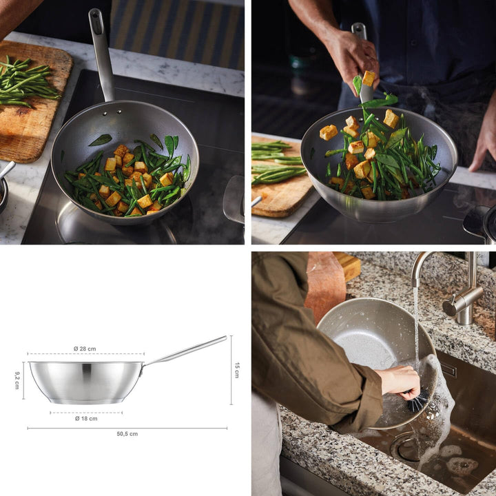 Fiskars Wokpfanne, Ø 28 cm / 4,5 L, Beschichtete Pfanne, Für alle Kochfelder geeignet, Recycelter Ed