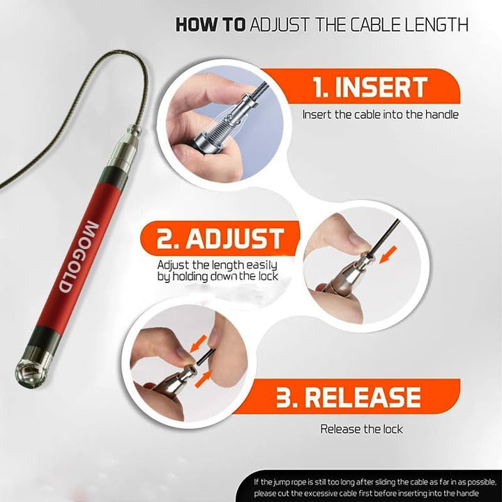 2-in-1 Speed Rope: 2mm for Boxing/MMA & 3mm for CrossFit - Tool-Free Adjustable Cable System with Du