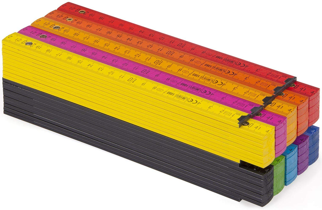 Metrie BLOCK52 Holz Zollstock/Zollstöcke 10x Stück|2m langer Gliedermassstab, Meterstab mit Duplex-T