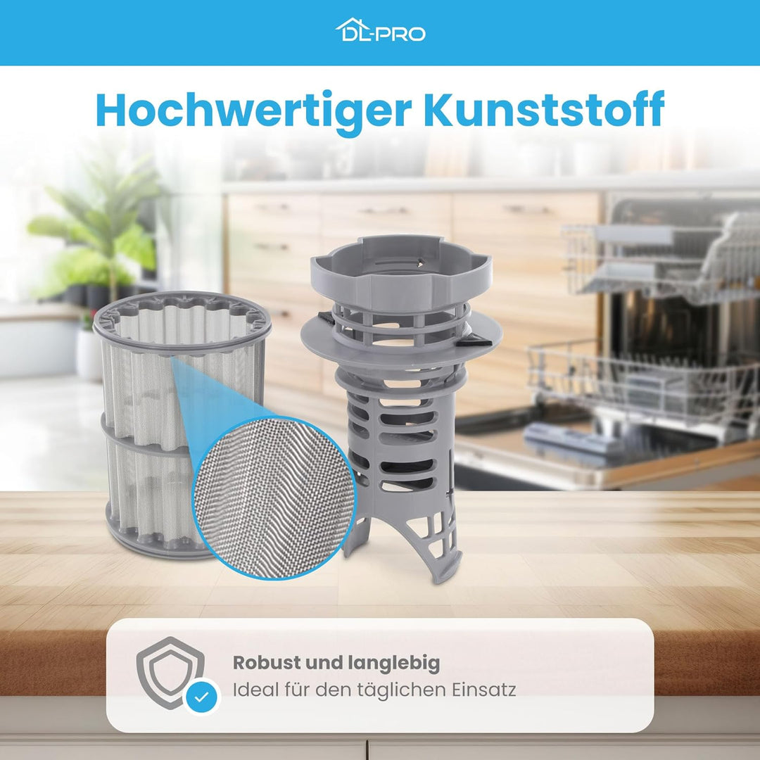 DL-pro Filter Grobsieb + Mikrofilter für Bosch Siemens 00645038 645038 Zweiteilig Feinsieb Schmutzsi